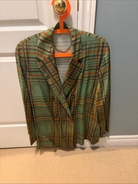 Zara Edition Green and Brown Plaid Blazer